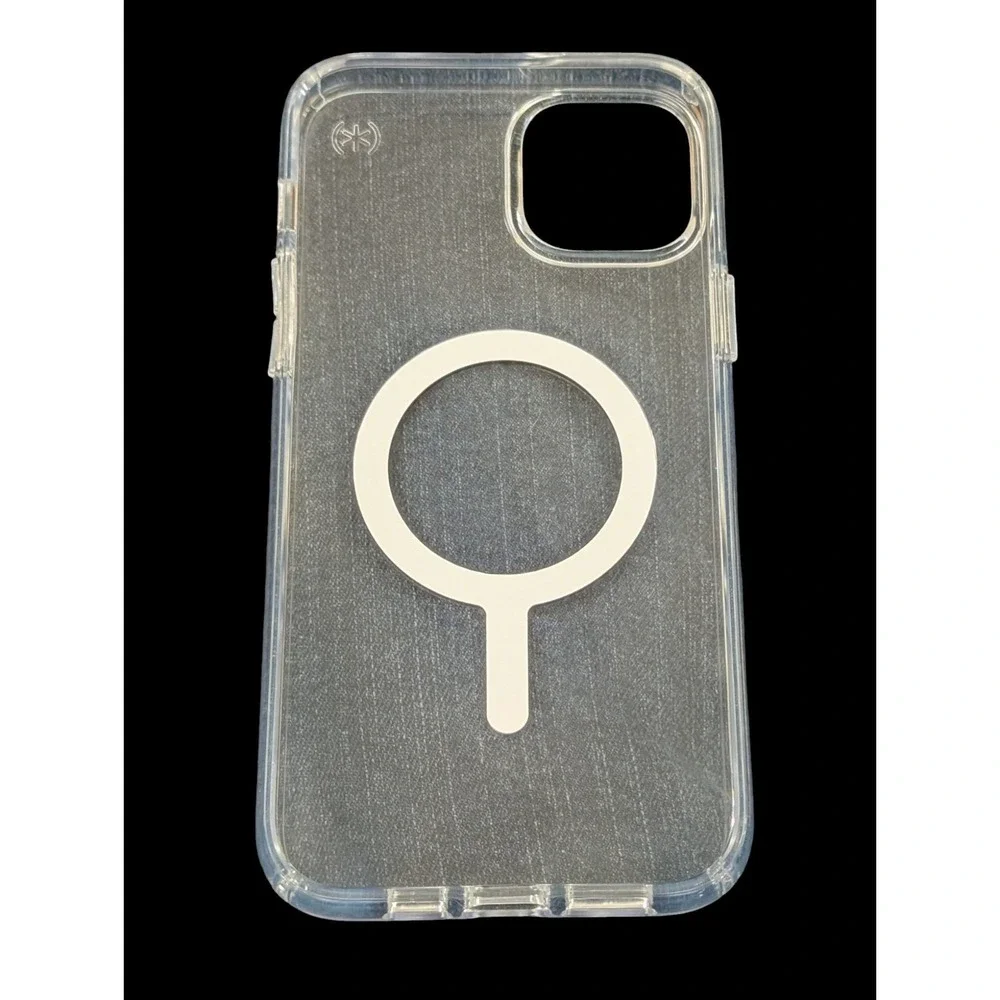W5-U Speck Presidio Perfect-Clear with Chrome MagSafe Case - iPhone 15 / 14 Plus
